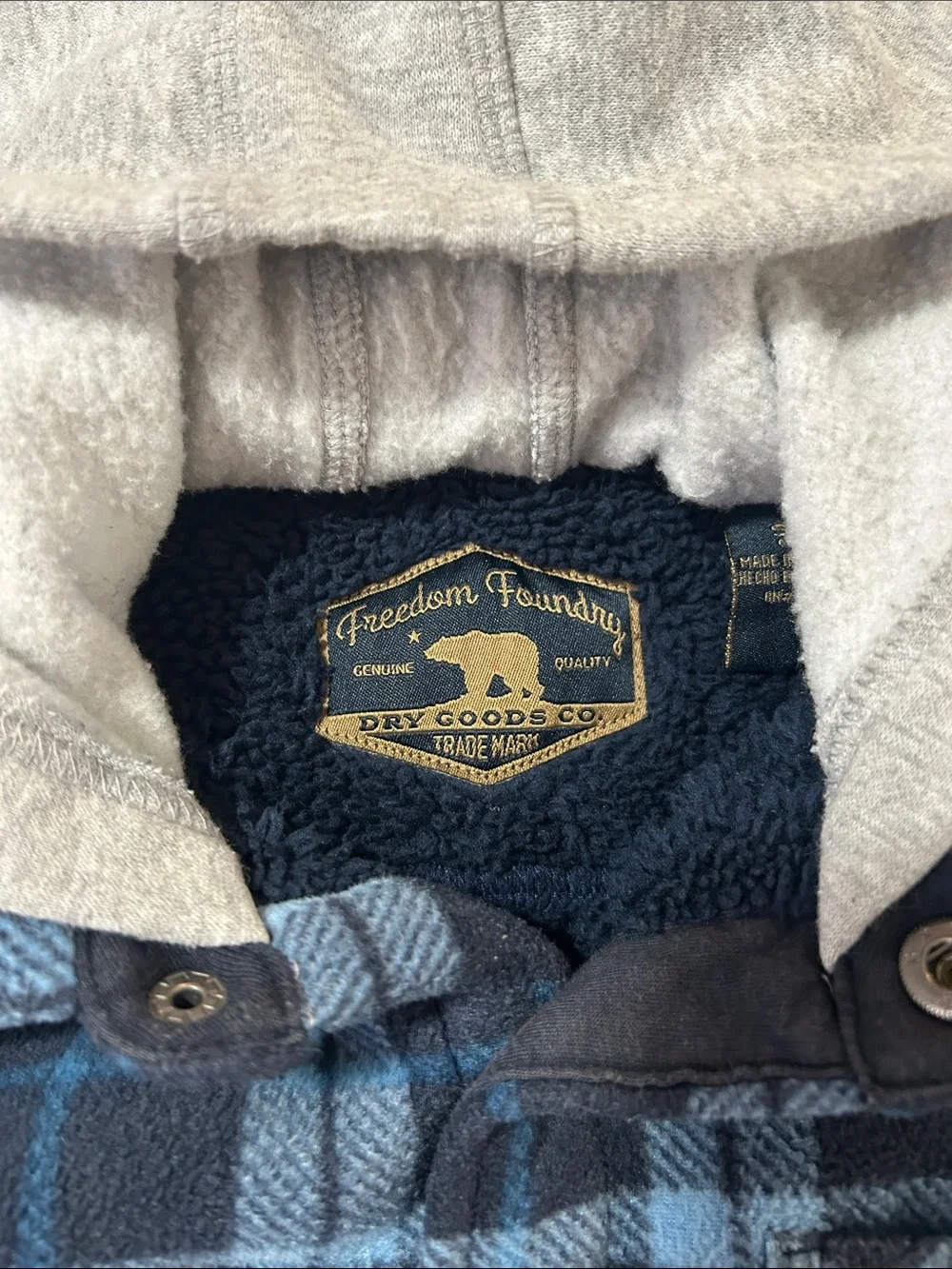 Freedom Foundry Boy’s Plaid Fleece Sherpa Snap Up Jacket Small (7/8)